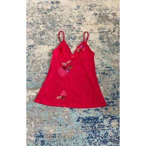 Victoria's Secret women's medium red mesh babydoll lingerie slip chemise sequins